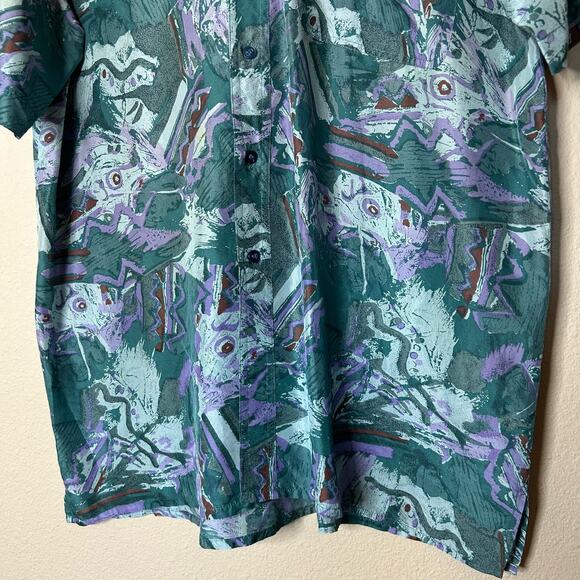 Reputation Shirt Vintage 100% Silk Retro Pattern Boho Hippie Size M - Picture 9 of 9